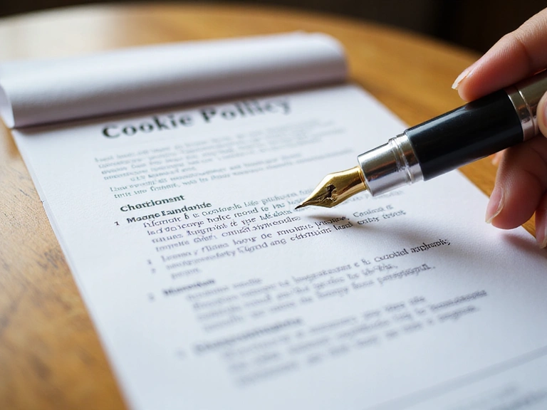 Ilustración de un documento legal con un bolígrafo, simbolizando la revisión y actualización de políticas
